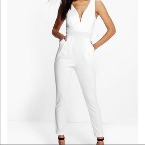 Boohoo Plunge Skinny Leg Jumpsuit